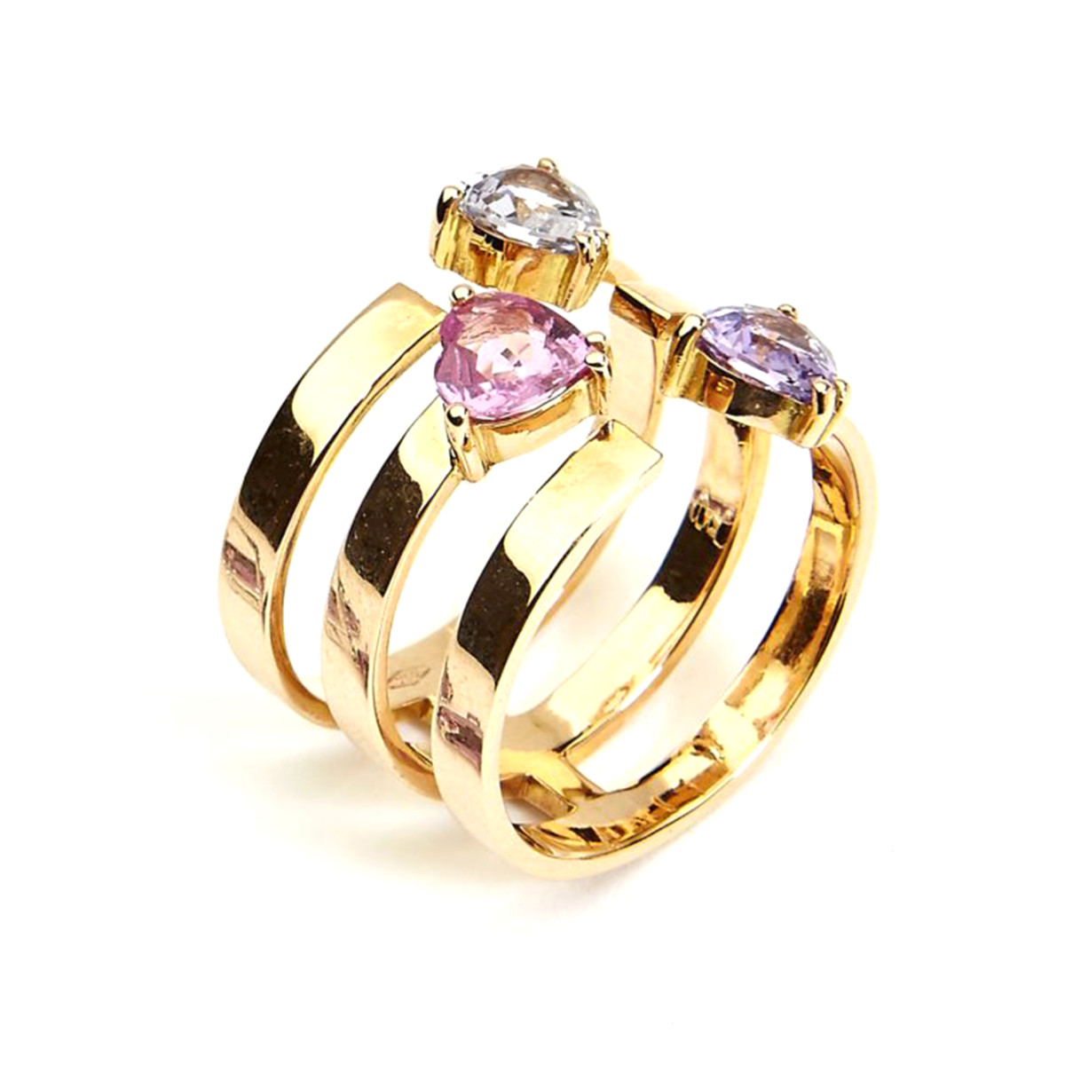 anello zaffiri oro rosso