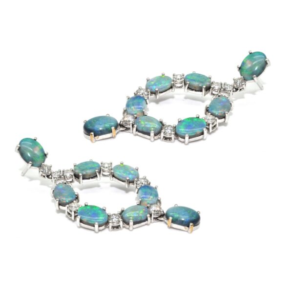 Orecchini opale, in argento Sterling, opale bianco, in filigrana