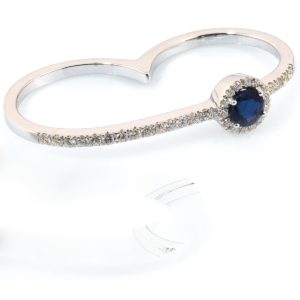 Anello2dita zaffiro e diamanti
