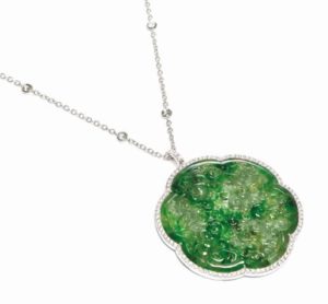 ciondolo giada verde diamanti brillante