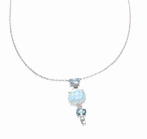 collana ciondolo adularia acquamarina e diamanti brillante