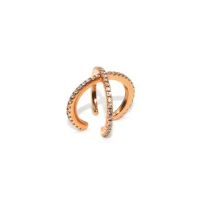 Orecchini ear cuff incrocio oro rosa e diamanti