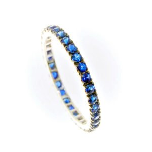 Fedina girodito oro bianco e zaffiri blu