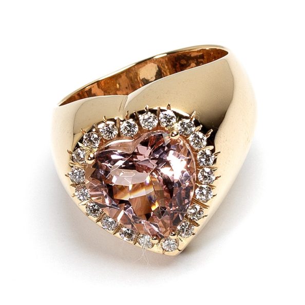 heart ring, pink morganite and diamonds