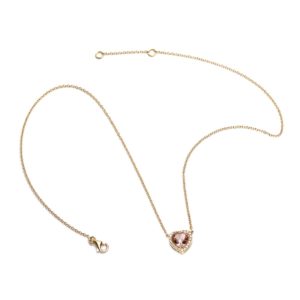 girocollo con tormalina rosa a cuore e diamanti