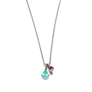 Necklace in white gold, tourmaline and brilliant-cut pink tourmaline