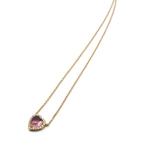 girocollo oro rosa con tanzanite rosa taglio a cuore e diamanti taglio brillante