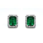 Earrings in white gold, Zambia emeralds and diamonds