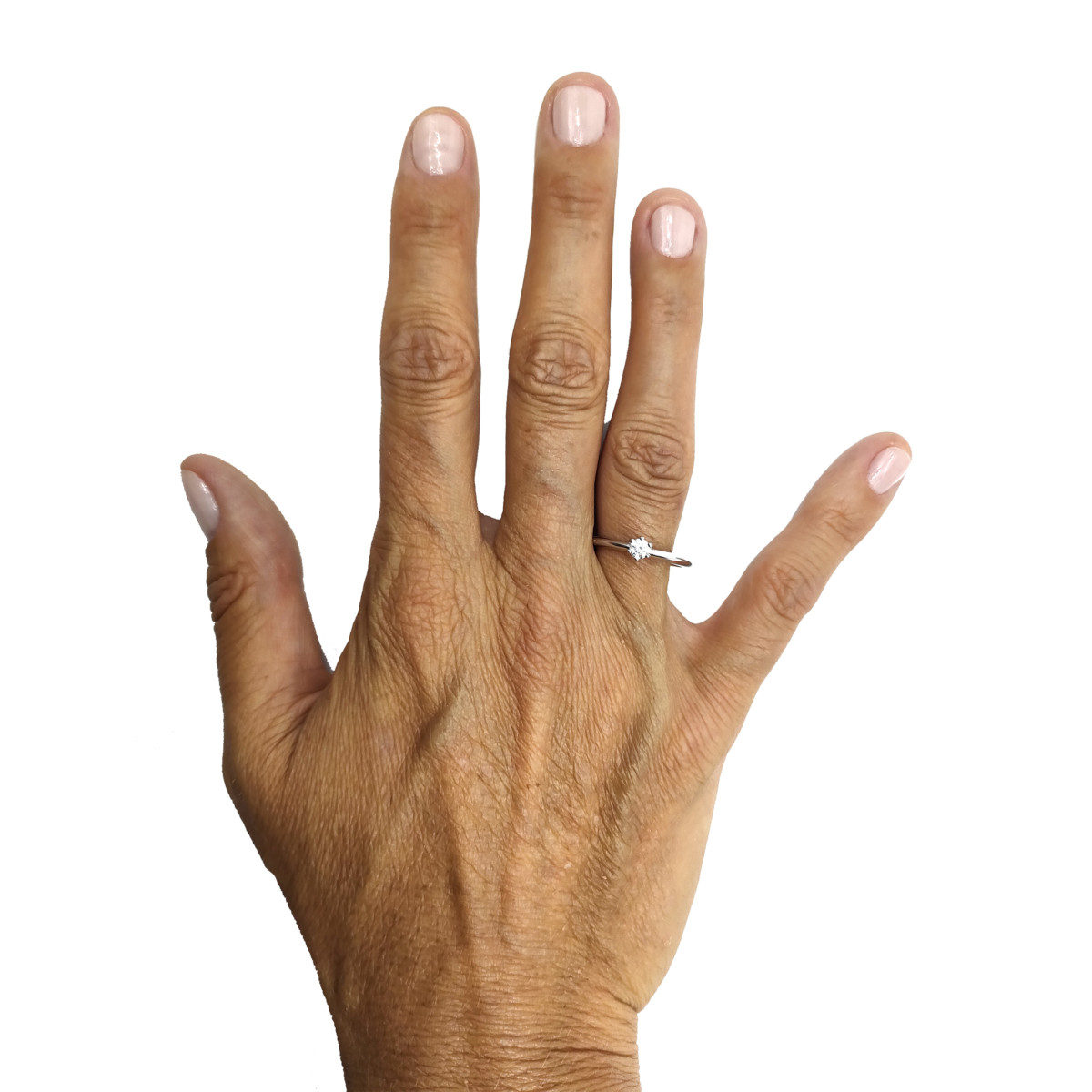 solitario sei punte oro bianco e diamante