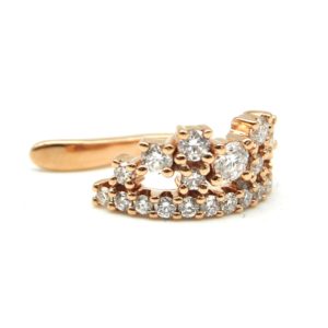 Orecchino ear cuff corona oro rosa e diamanti