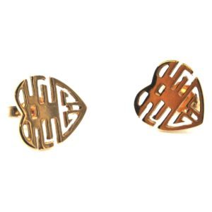 Chinese lucky symbol heart earrings