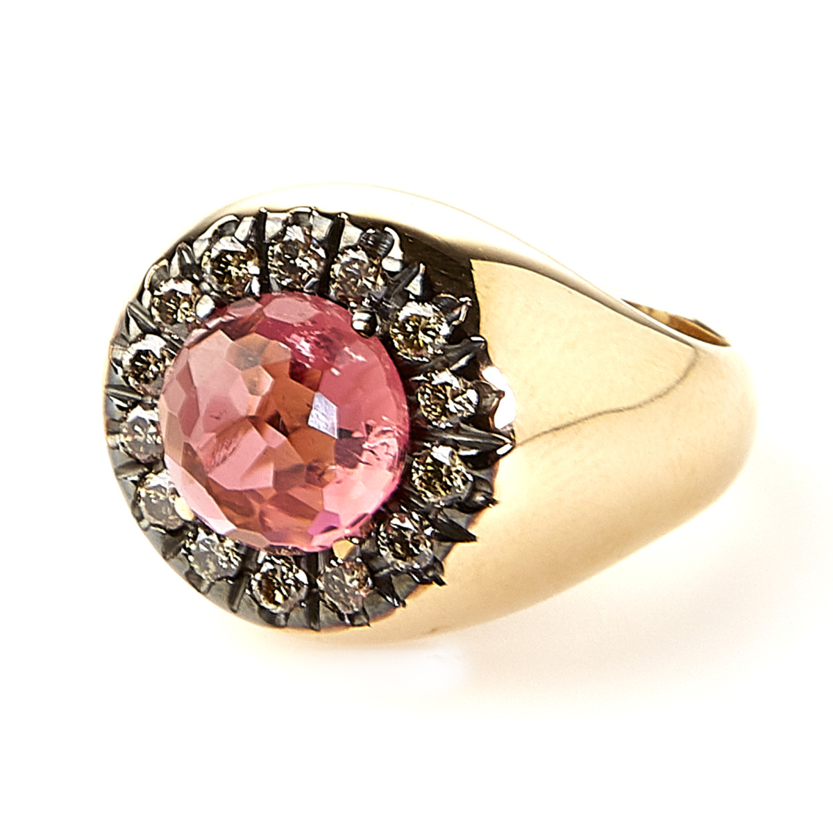 anello chevalier oro rosa rubellite diamanti brown anello chevalier oro rosa rubellite diamanti brown