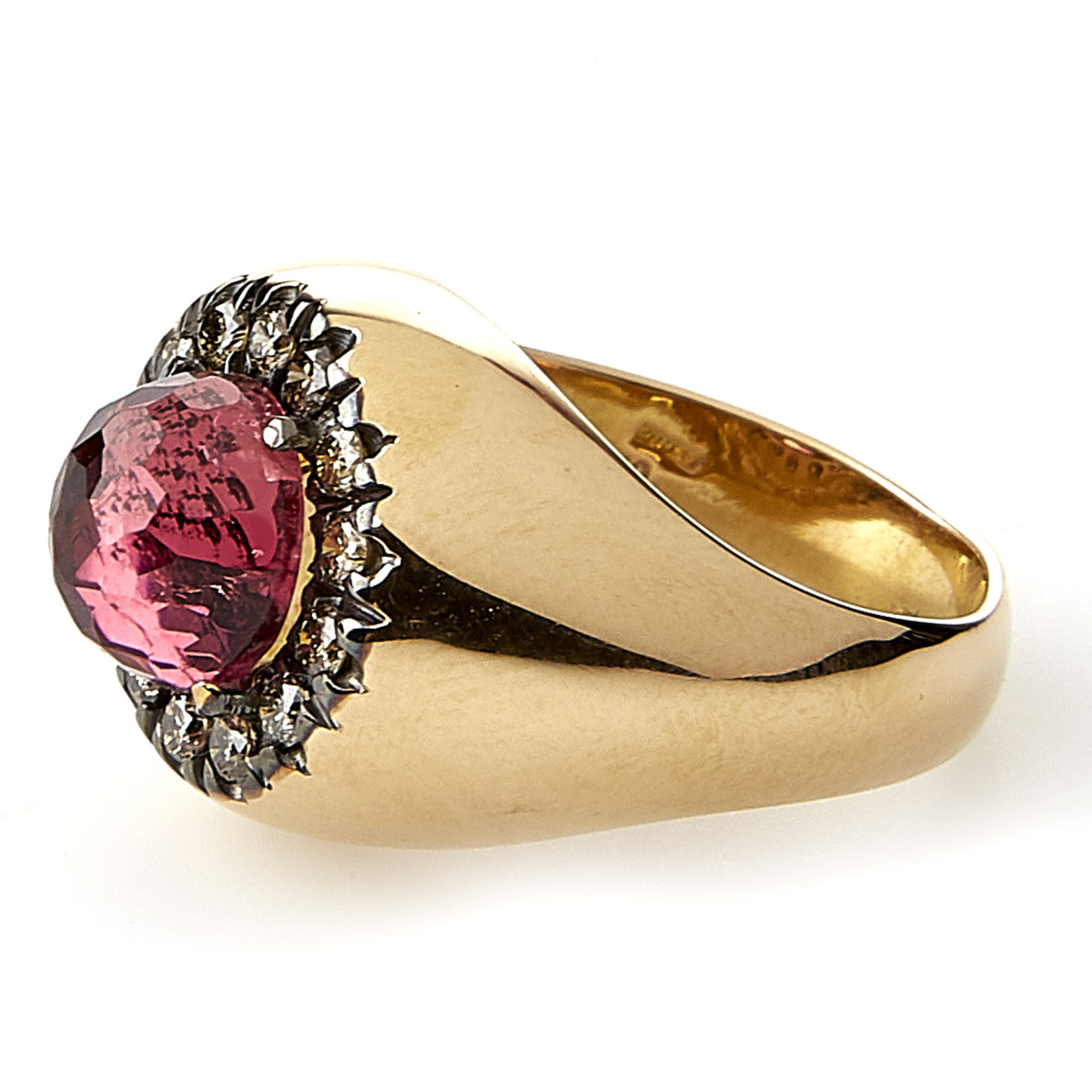 anello rubellite ororosa diamanti brown