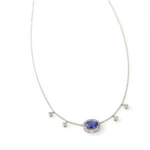 girocollo tanzanite diamanti , oro bianco