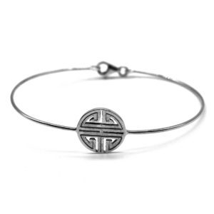 Bracciale rigido della felicità in oro bianco