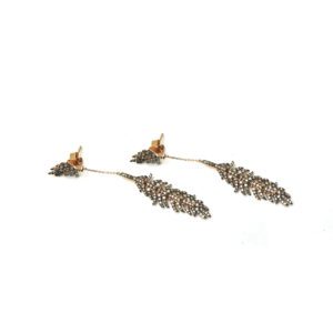 red gold feathers pendant earrings and brown diamonds