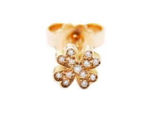 Four-leaf clover earring in rose gold and diamonds