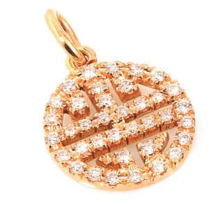 long life pendant in red gold and diamonds