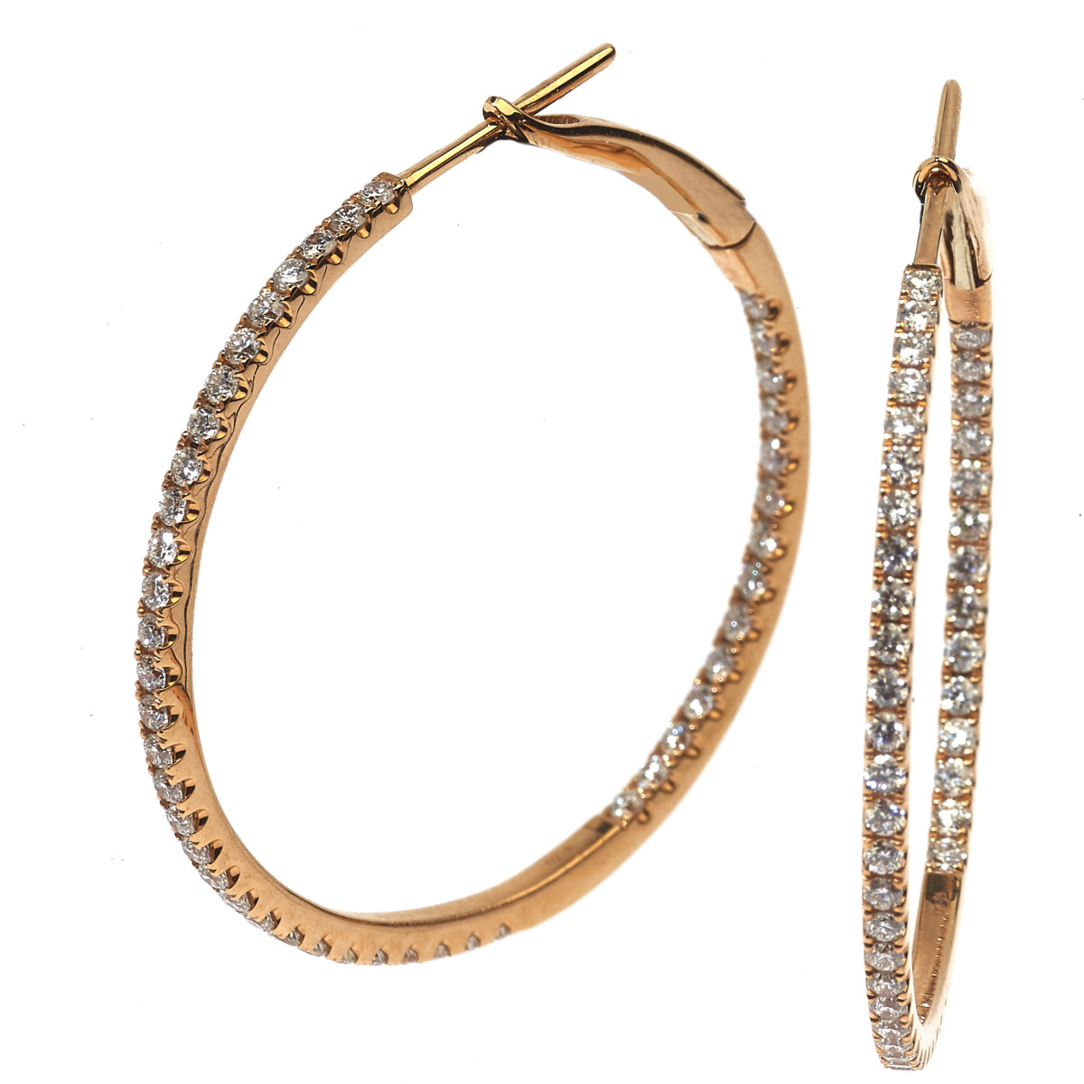 Orecchini cerchio oro rosa e diamanti Orecchini cerchio oro rosa e diamanti