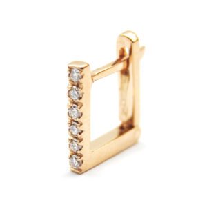 Orecchino quadrato oro rosa e diamanti