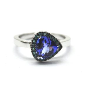 Anello tanzanite e tormaline paraiba
