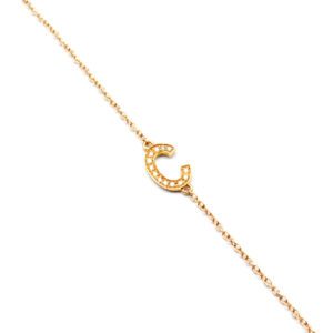 Bracciale con iniziale grande in oro rosa