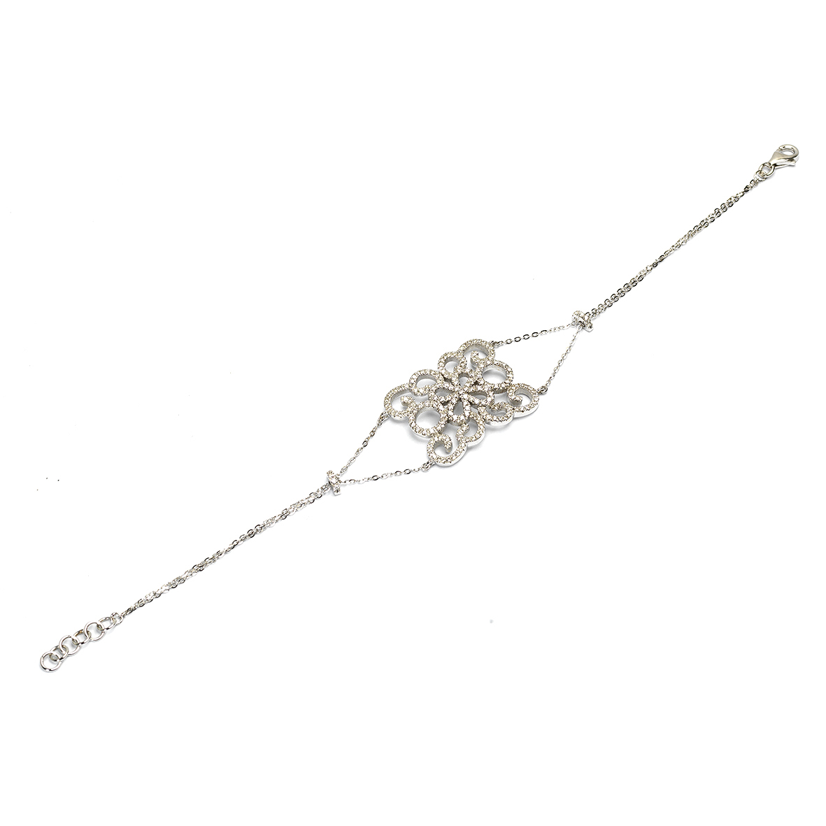 Bracciale motivo centrale oro bianco e diamanti Bracciale motivo centrale oro bianco e diamanti