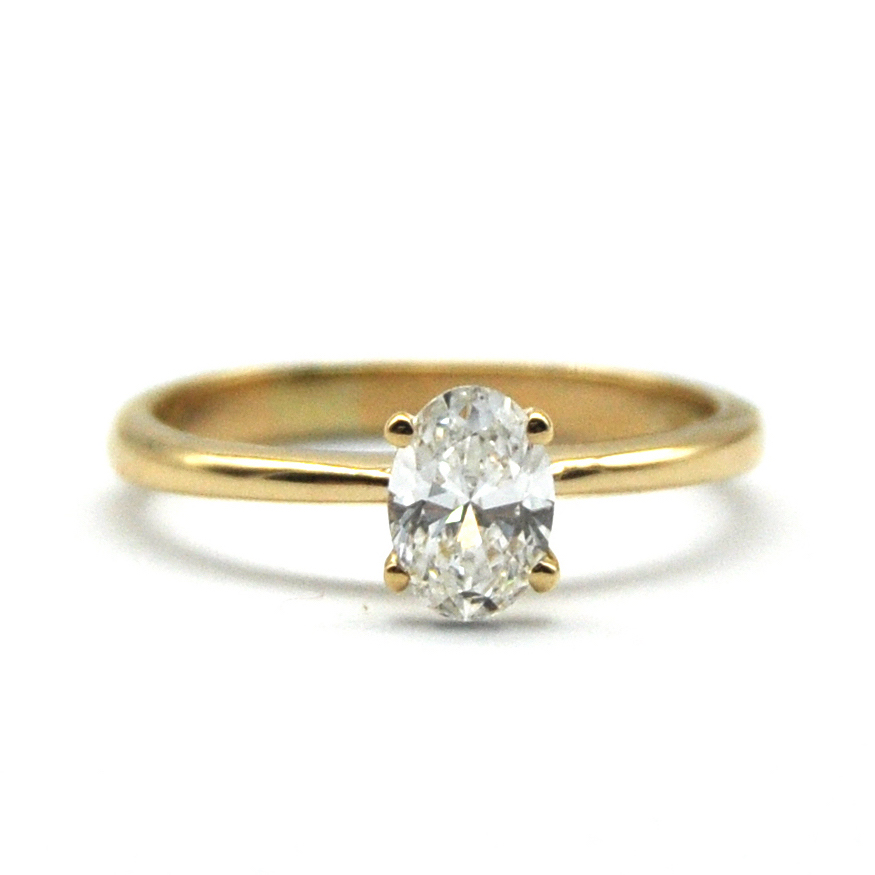 OROVI Anello Fidanzamento Donna Oro Giallo 9kt (375) Con Diamante 0,10 Ct - Fatto A Mano In Italia