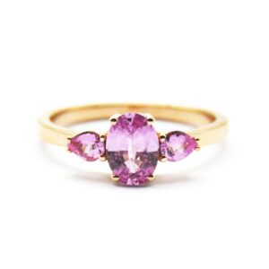 Anello oro rosa e zaffiri rosa