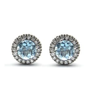 Earrings with aquamarines and diamonds