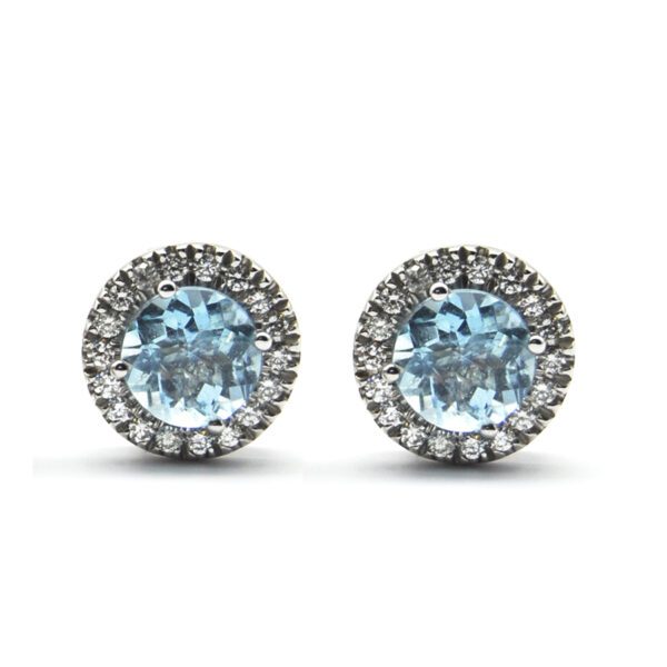 Orecchini A Bottone In Argento 925 Con Turchese Intarsiato – Diametro 9mm, Gioielli Artigianali Con Chiusura A Farfalla