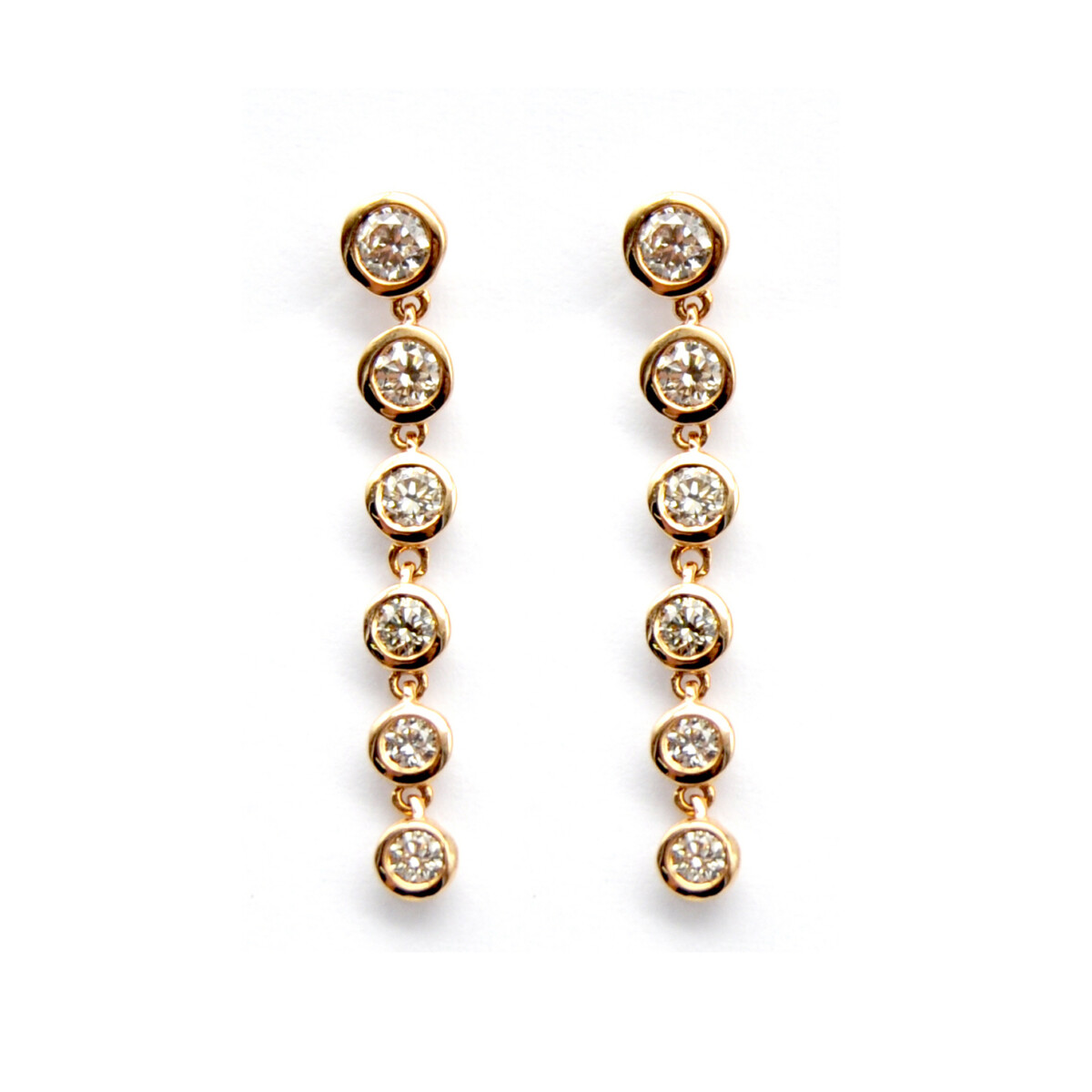 orecchini tondini pendenti oro rosa e diamanti orecchini tondini pendenti oro rosa e diamanti