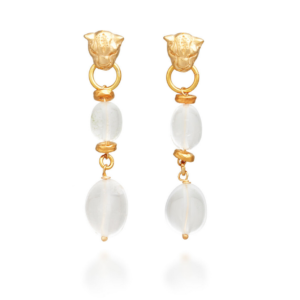 Gold-plated leopard and rock crystal earrings Giovanni Raspini