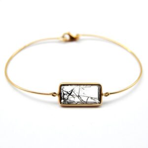 Bracelet in rose gold and rutilated quartz