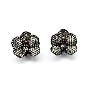 Orecchini argento zaffiri rosa e bianchi