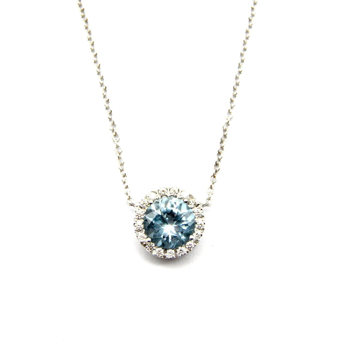 White gold necklace with aquamarine and diamonds White gold necklace with aquamarine and diamonds