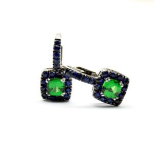 Tsavorite and blue sapphire earrings