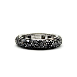 White gold and black diamond eternity ring