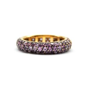 Pave ring in rose gold and pink sapphires