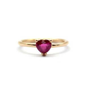 Anello oro rosa rubellite taglio cuore