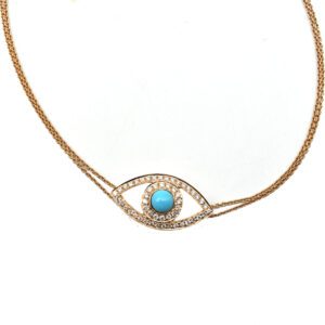 Turquoise Iride bracelet with diamonds and rose gold