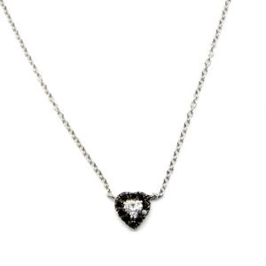 Heart cut diamond and black diamonds necklace