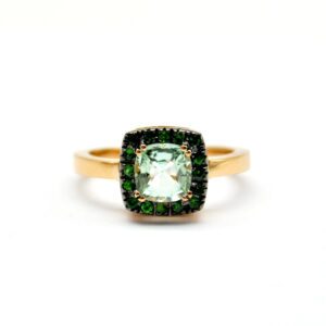 Anello tormalina verde e tsavoriti