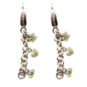 Orecchini Rosato oro bianco e smalto