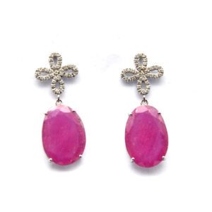 Pink Sapphire and Diamond Earrings