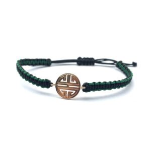 Chinese symbol bracelet with long life and happiness and cord