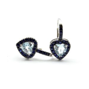 Leverback earrings Aquamarine and sapphire