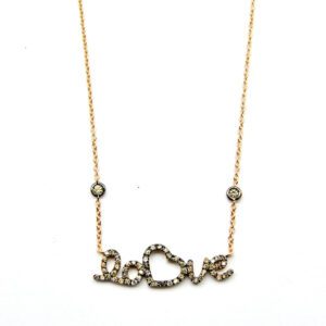 Collana Love oro rosa e diamanti brown