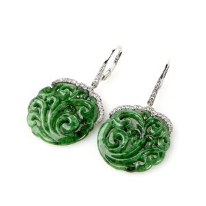 Jade and diamond earrings