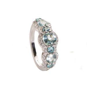 Anello Crown con tormaline Paraiba e diamanti